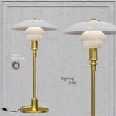 Table lamp Louis Poulsen PH 3/2 Table Lamp white glass and gold bace