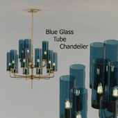 Hans_Agne_Jakobsson_Brass_Blue_Glass_Tube_Chandelier
