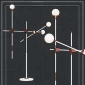 Floor lamp loft-concept Baton FLOR LAMP copper 3 white shades