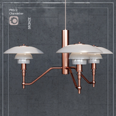 Chandelier Louis Poulsen PH3 / 2 Academy Ceiling Lamp Copper