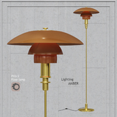 Floor lamp Louis Poulsen PH 3_2 Floor Lamp Gold Amber Glass