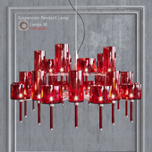 Chandelier AXO Light Spillray SP lamps 30 red glass