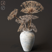 Floor vase with dry hogweed