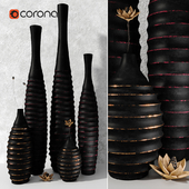 Black decor vases set