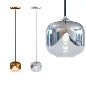 Set Hanging Lamp Golden & Chrome Goblet