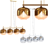 Set Hanging Lamp Golden & Chrome Goblet Quattro