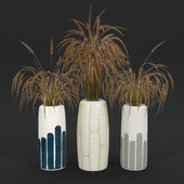 Striped Tall Vase with Gray Stripes