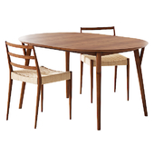 West Elm Mid-Century Round Expandable Dining Table + Holland Dining Chair