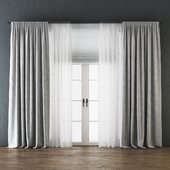 Draped Back Tab Velvet Curtains with Tulle and Roman Shade