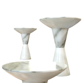 DeMarco Side Table in Solid Hewn White Marble