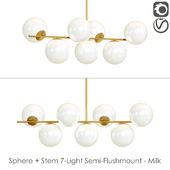 Sphere + Stem 7-Light Semi-Flushmount - Milk