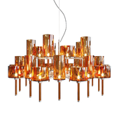 Chandelier AXO Light Spillray SP lamps 30 orange glass