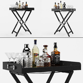 Bar table with alcohol Ralph Lauren Gavin tray and stand
