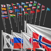 Флаги стран мира (8 флагштоков, 32 флага)