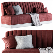 Red Sofa with Hairy Pillows