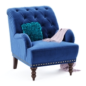 Navy Blue Velvet Armchair