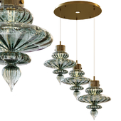 BASILICA round 3 light nickel & antique brass Opal Jade