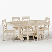 Maison Rouge Millwright Wood Dining Set in Antique white