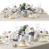 Zara Home table setting with a bouquet of lilies