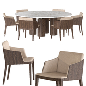 Jane Table and Beatrice Armchair by Poltrona Frau Dining Set