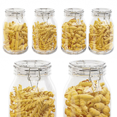 Kitchen glass jars set with original pasta
