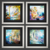 Set of paintings by Laurent Parcelier