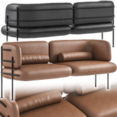 Wire Minimal Sofa Black Taba Leather