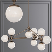 Modo 3 Sided Chandelier 10 Globes Bronze and Cream Glass