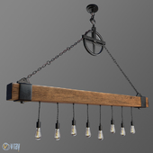 Подвесной светильник деревянная балка с лампами
