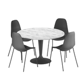 Svelti black dining chair & Tulip Stone Table