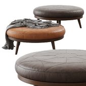 Strick & Bolton / Imre Round Leather Ottoman