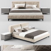 Modern fabric bed with upholstered headboard_01