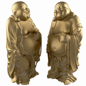 Laughing Buddha Holding Fan Decor Statue