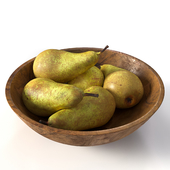 pears  in a wooden bowl