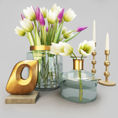 Decorative set with tulips.