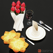 Tableware with tulips