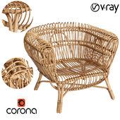 Handwoven Rattan and Kubu Roll Arm Calida Chair