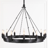 Restoration Hardware CAMINO VINTAGE FILAMENT ROUND CHANDELIER 26 Black