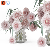 Rosy Pink peonie Dahlia Flower eucalyptus Vase