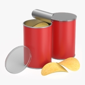 Carton tube packaging with potato chips