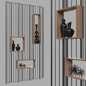 Decorative partition with shelves 046.