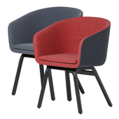 Cabin armchair by Johanson in red & gray color