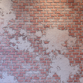 Damaged brick with stucco