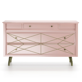 Vintage Sideboard With Pale Pink And Gold