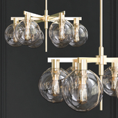 Brass Chandelier with Six Light Globes by Hans-Agne Jakobsson