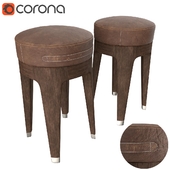 Circle brown leather stool