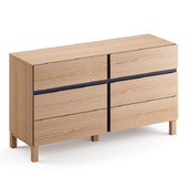 Xander Wide Chest of Drawers, Ash & Navy Blue