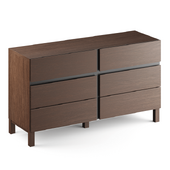 Xander Wide Chest of Drawers, Walnut & Charcoal Grey