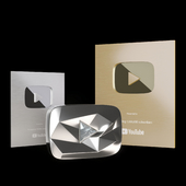 Youtube button silver gold diamond