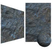 Black-Blue Rock Stone Wall Cliff with 6k High Resolution Tileable Textures Corona & Vray